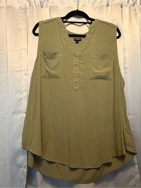 torrid Olive Green Sleeveless Henley Tunic